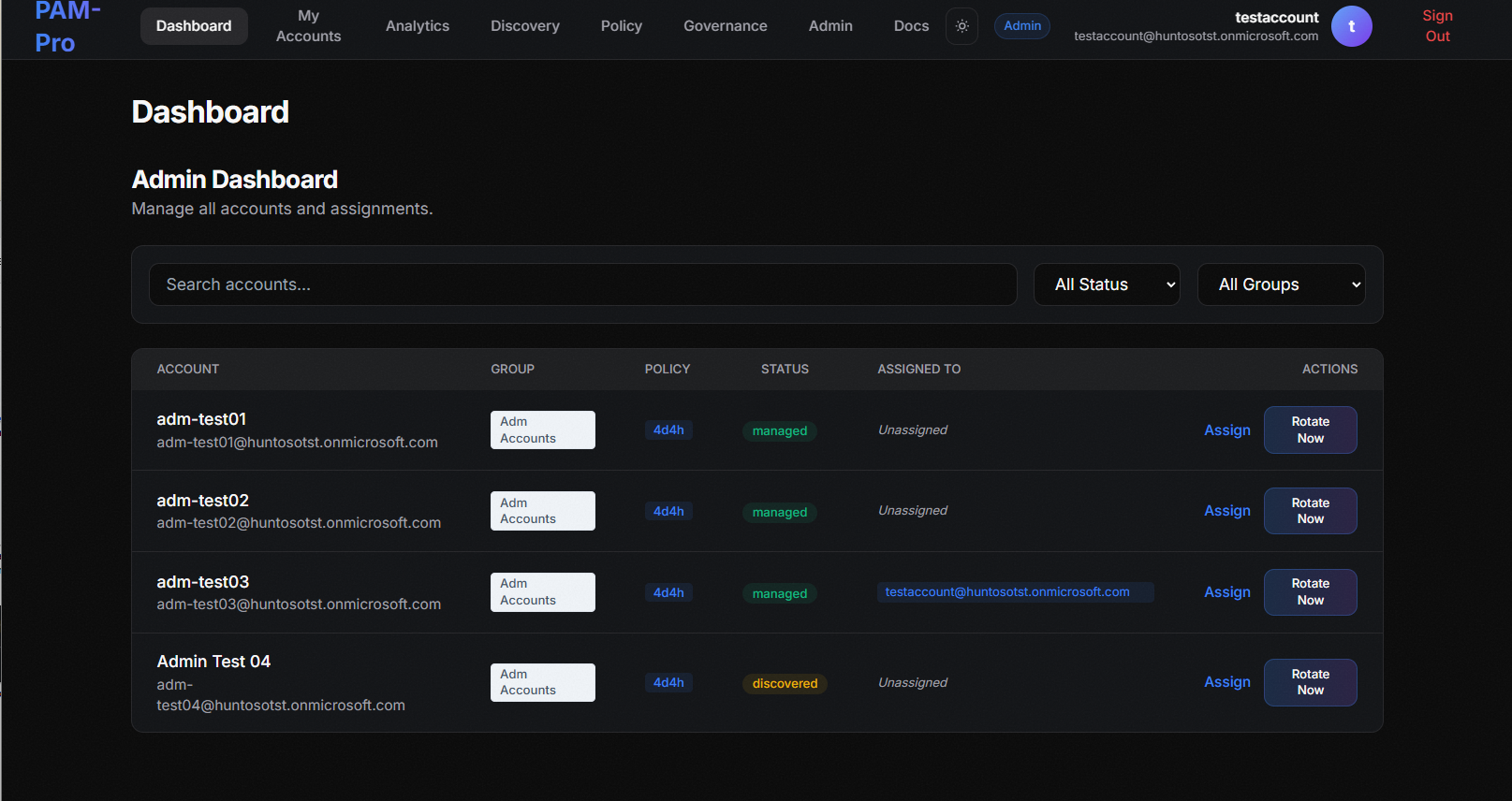 PAM-Pro Dashboard